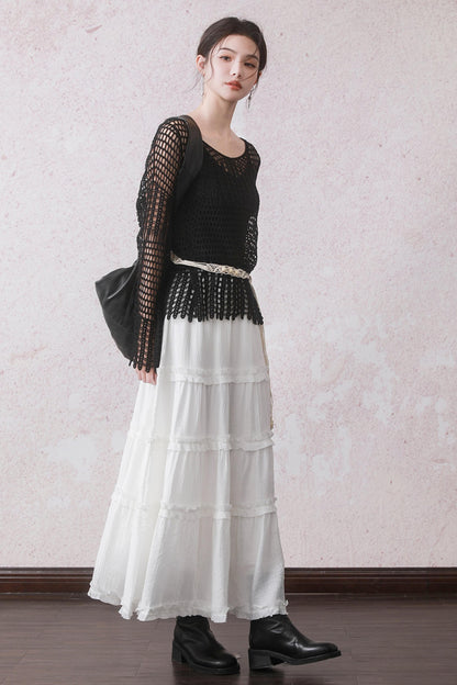 Summer Black Fishing Net Tee Set