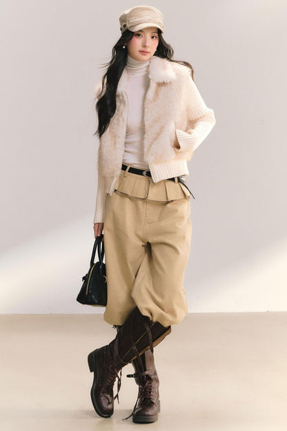 Eco-Friendly Faux Fur Knit Jacket