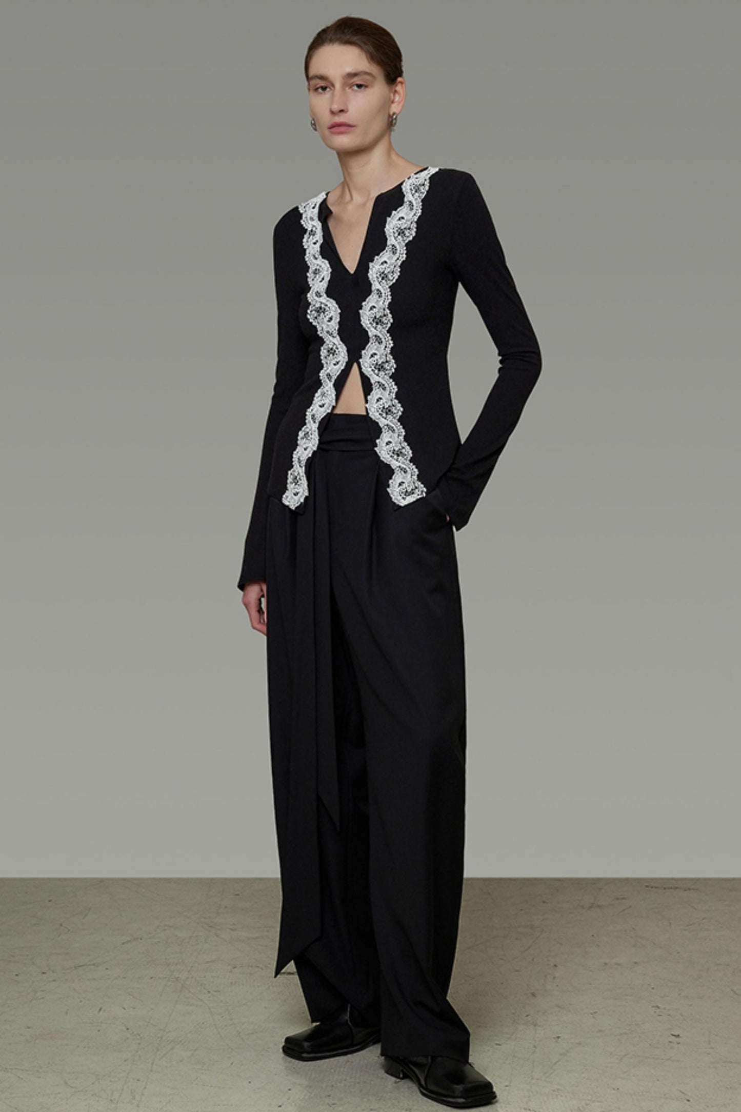 Lace Knitted V-Neck Sweater