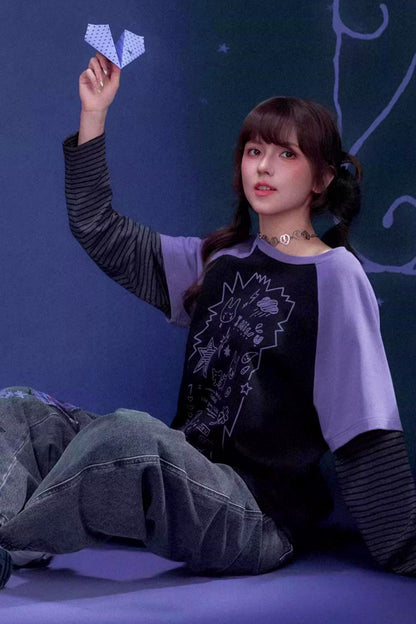 Graffiti Print T-Shirt Jeans Set-Up