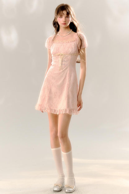 Butterfly Lace Summer-Autumn Short Dress