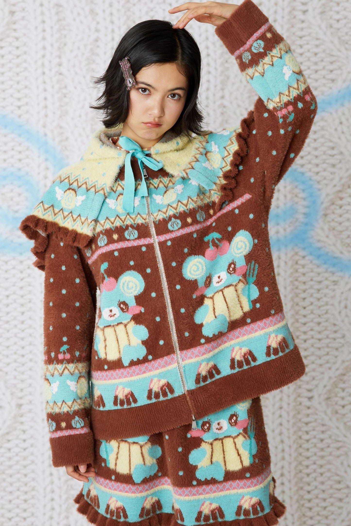 Yellow Bear Knitted Cape Hat