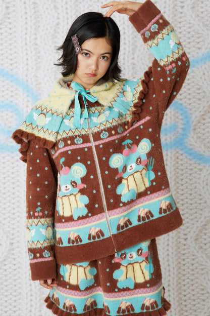 Yellow Bear Knitted Cape Hat