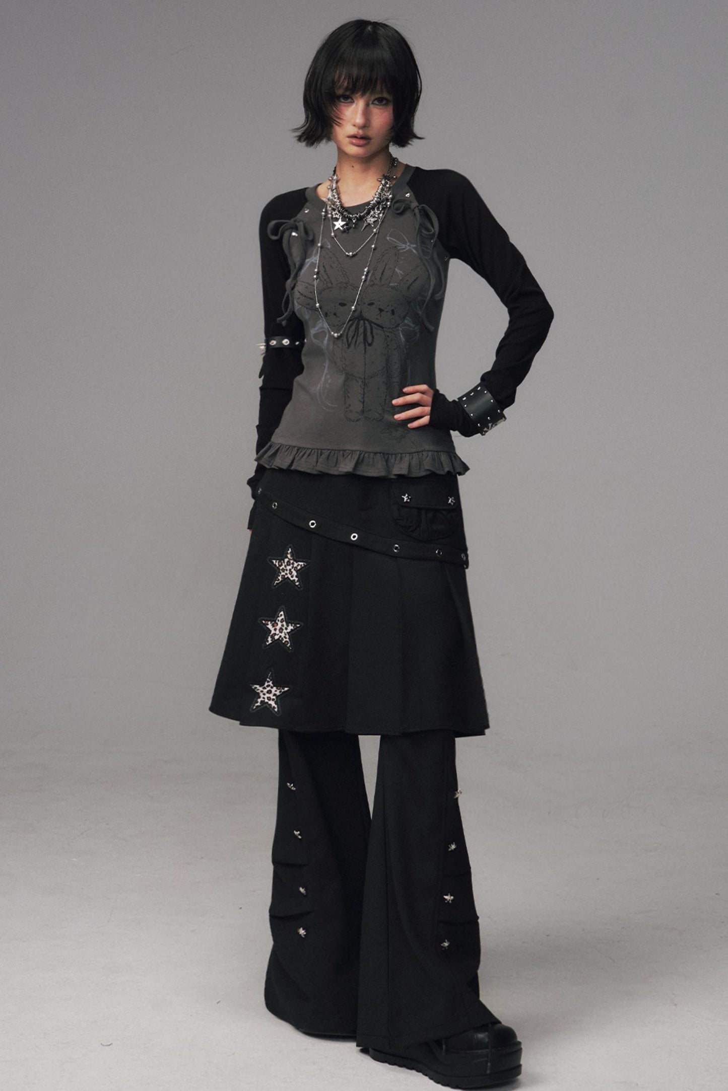 Asian Lace Stretch Long Sleeve T-Shirt