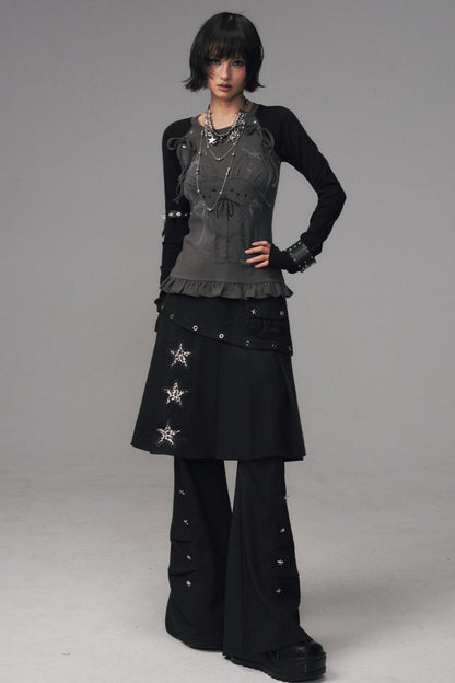 Asian Lace Stretch Long Sleeve T-Shirt