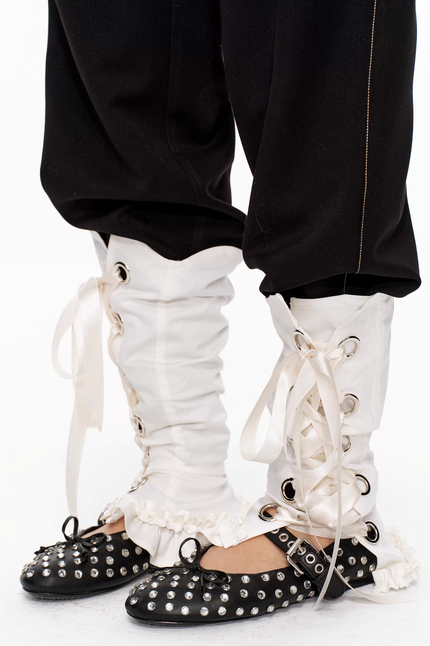 Romantic Lace Ribbon Leg Warmers