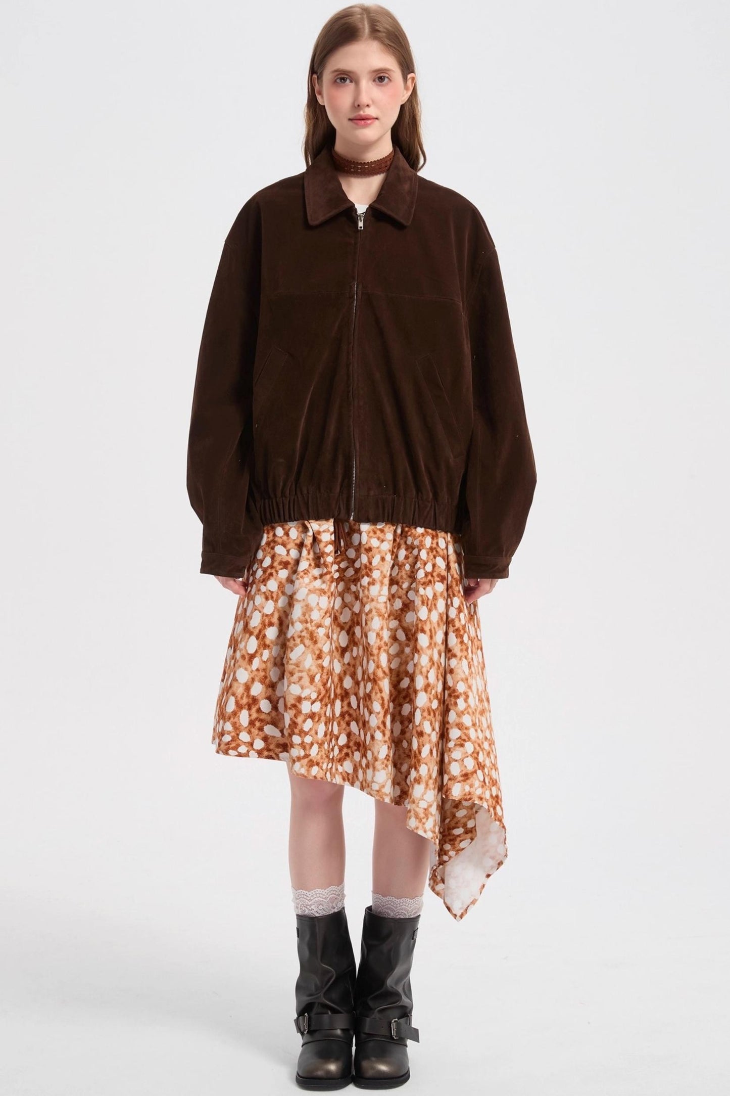 Autumn Corduroy Leopard Polka Dot Skirt