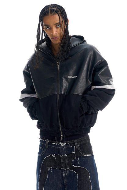 Reflective Silhouette Leather Coat