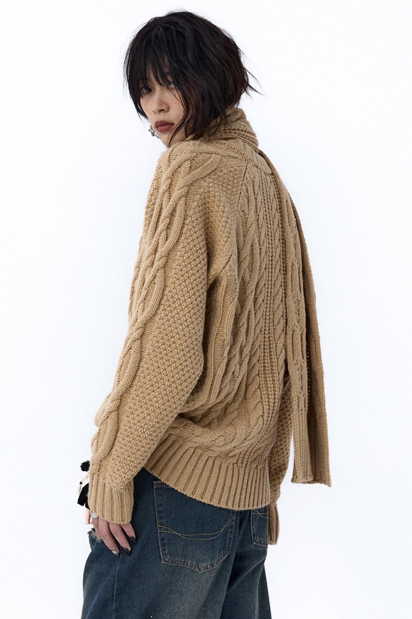 Retro Cable Loose Knitwear