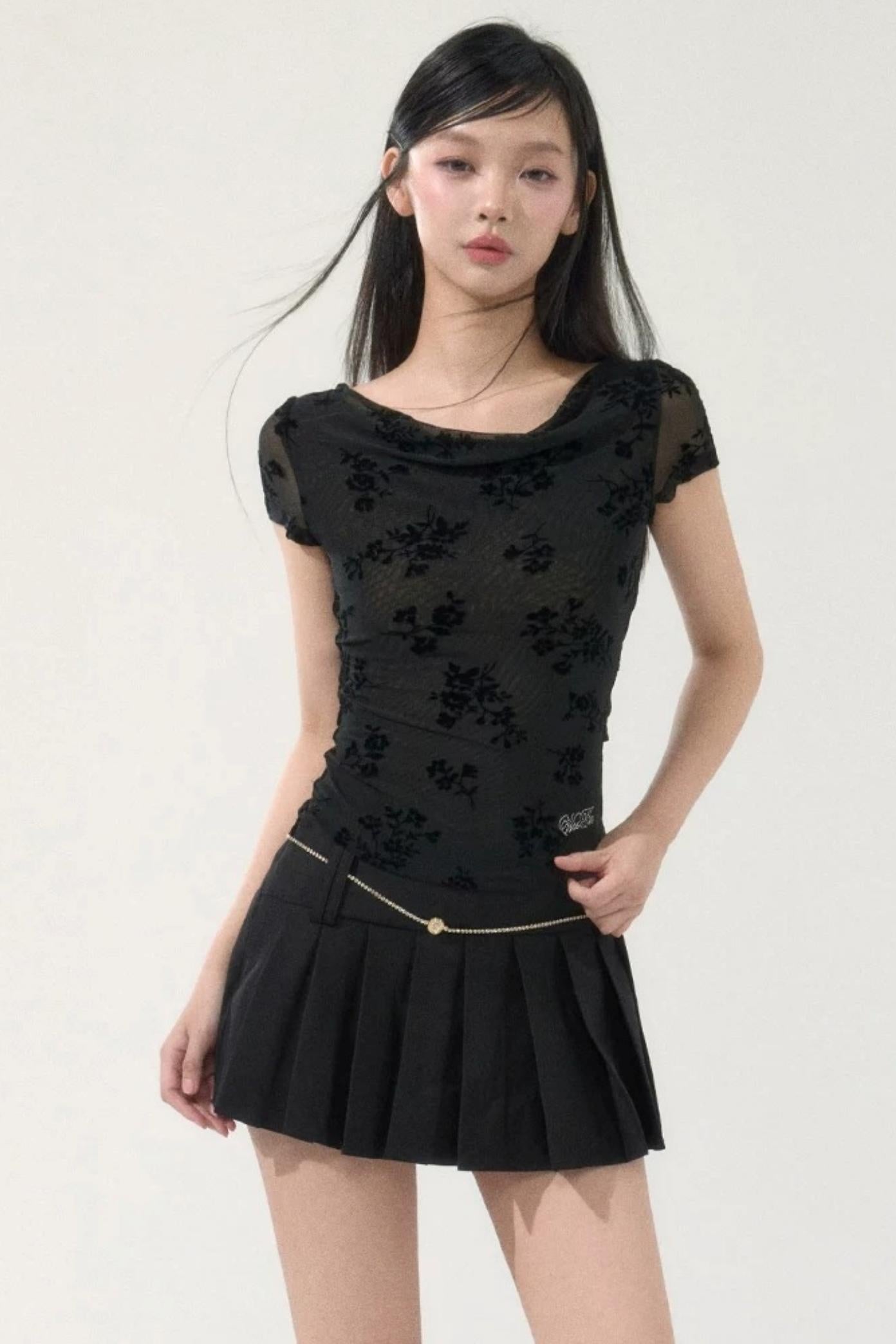 Romantic Velvet Floral Top