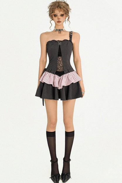 Lace Gray Bandeau Dress Set