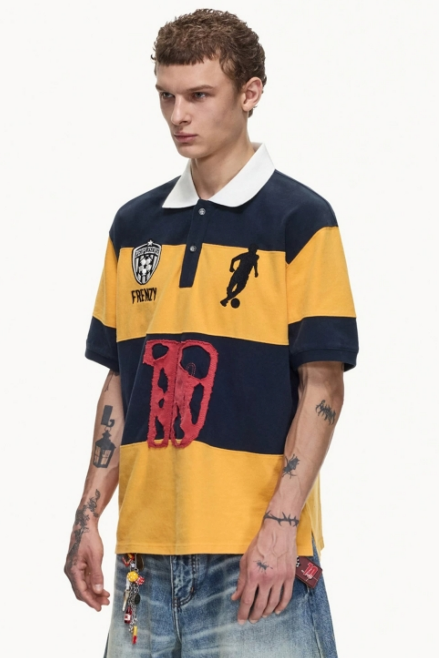 Black and Yellow Striped Polo