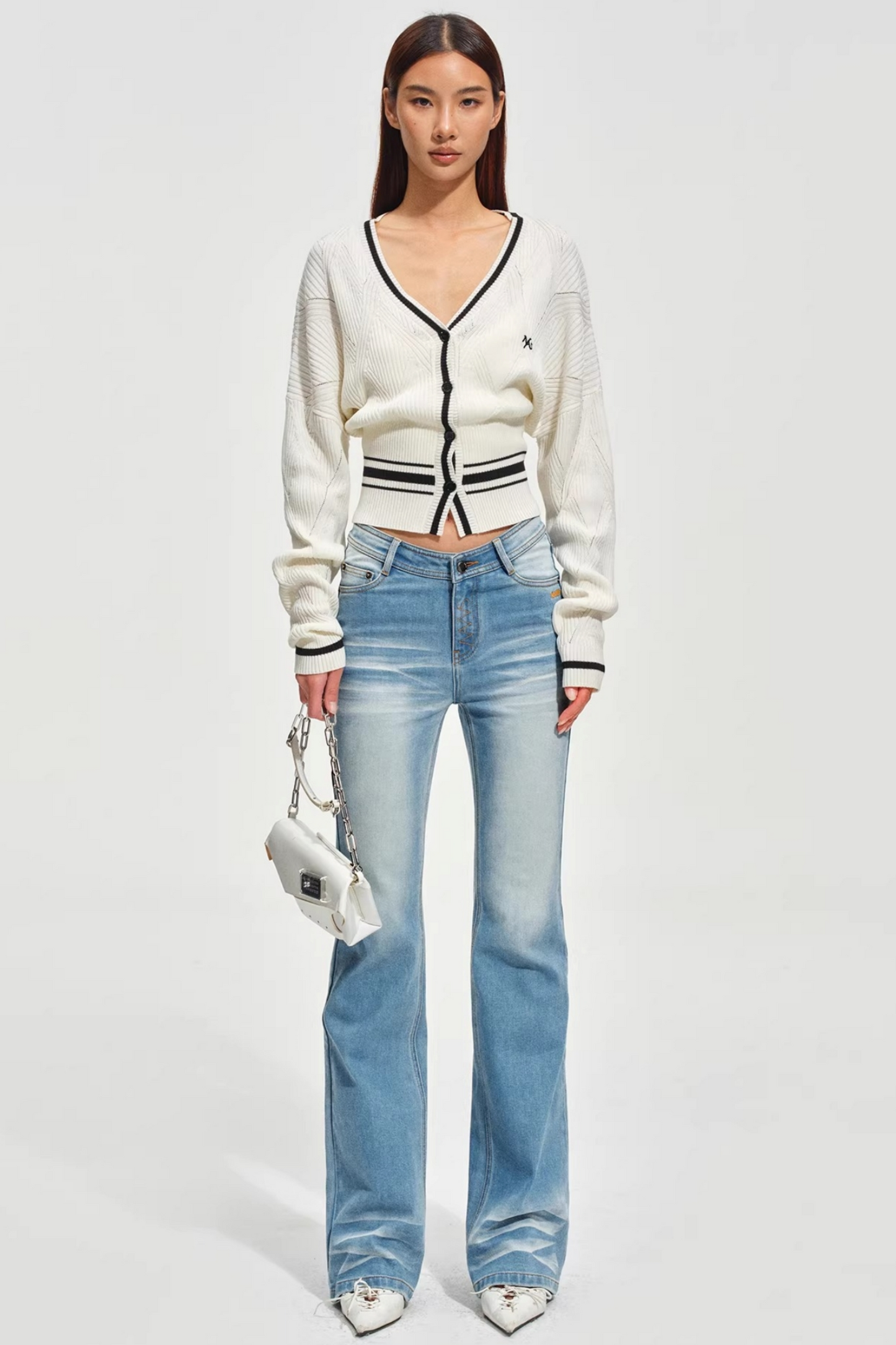Tencel Wool Striped Cardigan