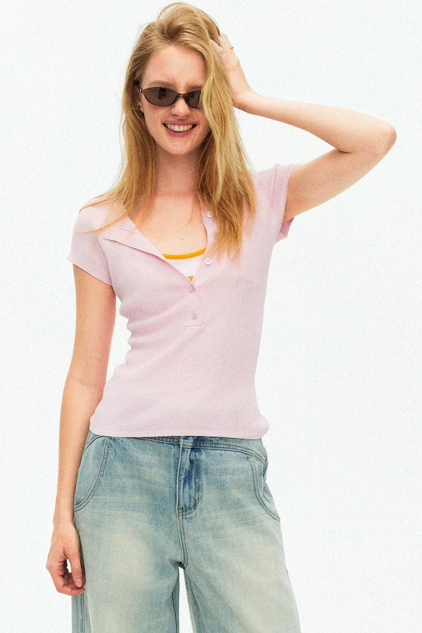 Nude Skin-Like V-Neck Sweater