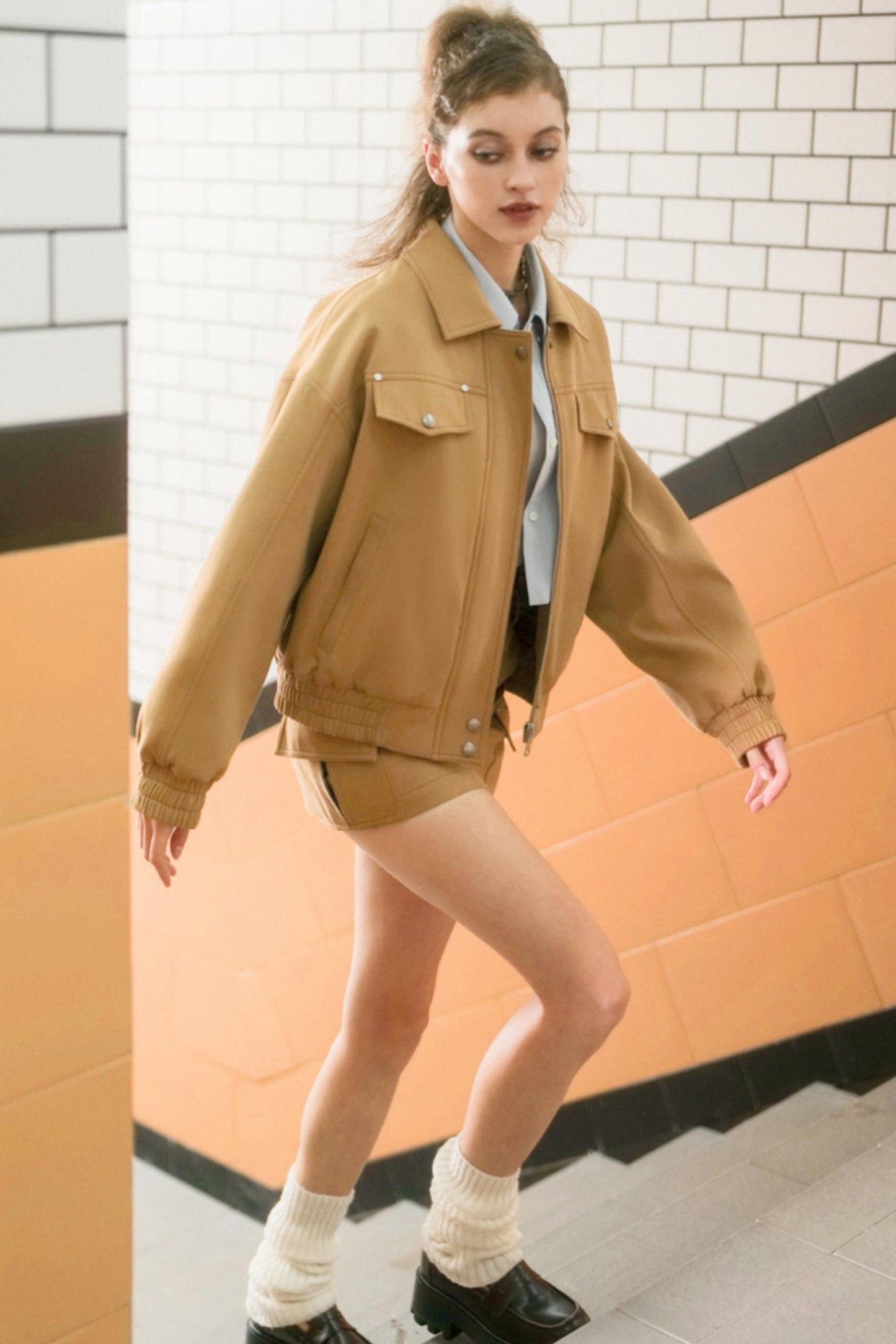 Khaki Letter Mini Skirt