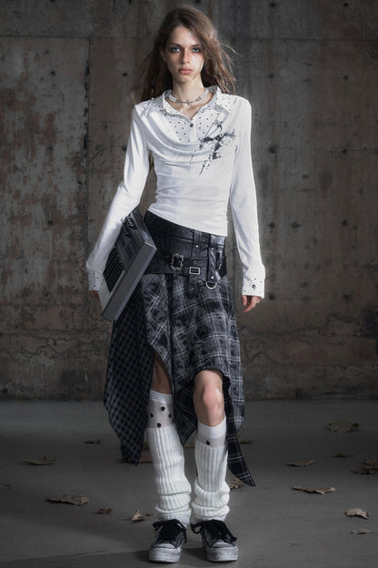 Swing Collar Long Sleeve Shirt