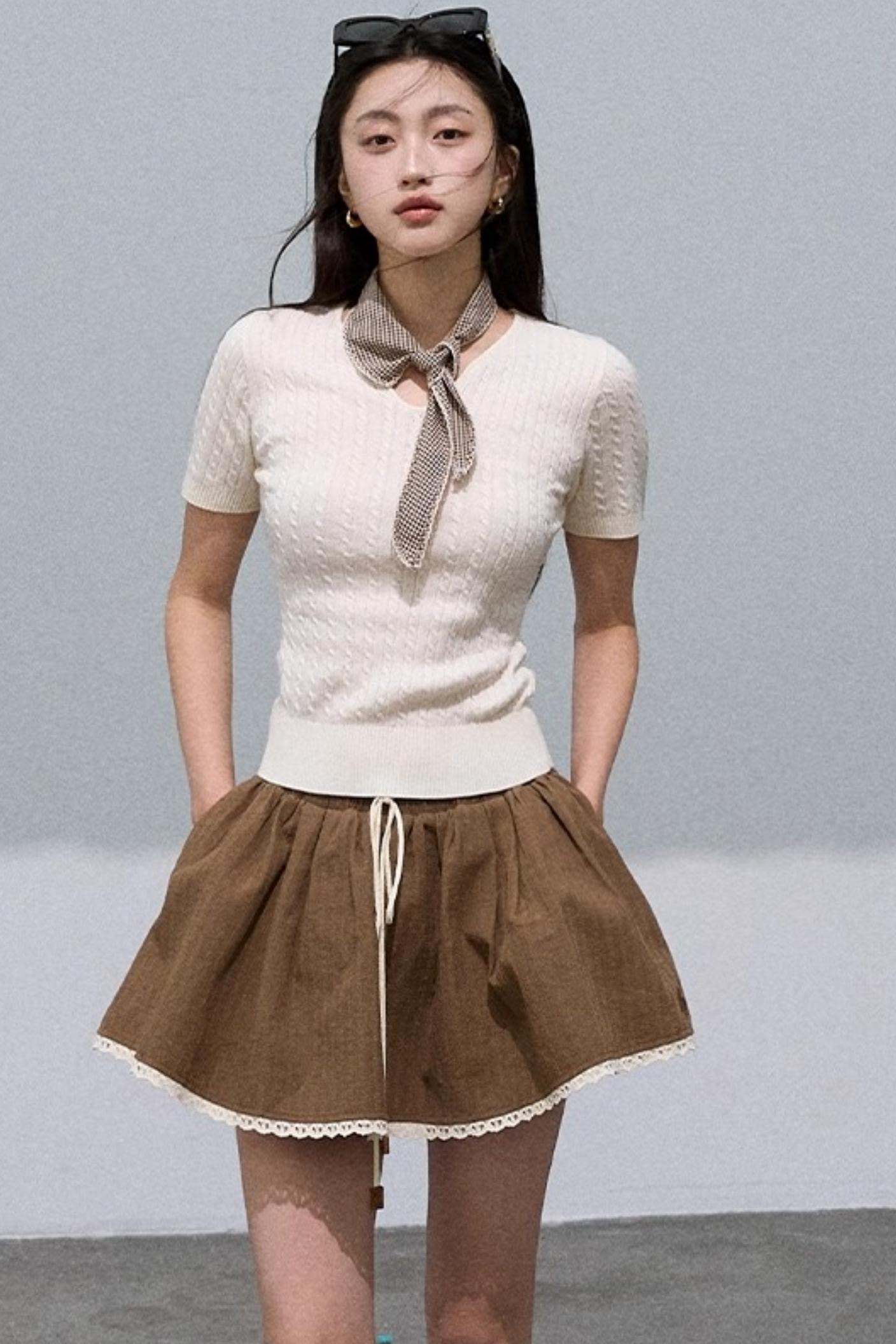 Cotton Texture A-Line Skirt