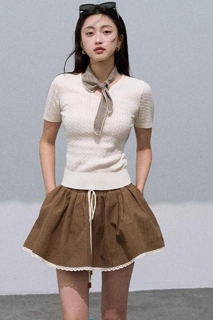 Cotton Texture A-Line Skirt