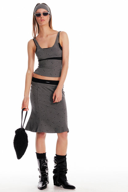 Summer Knit Suspender Skirt Set-Up