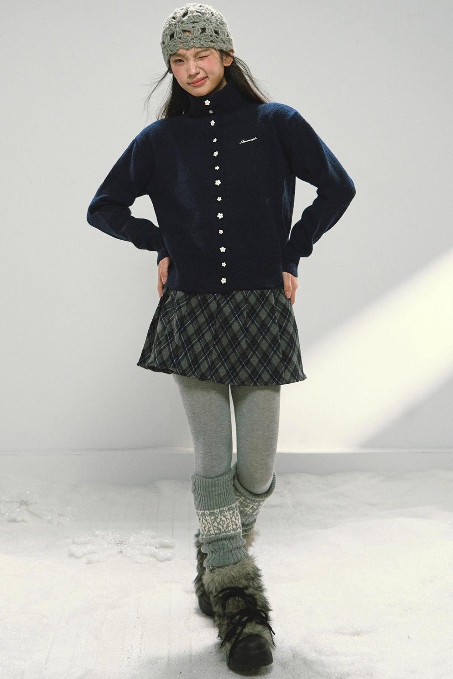 Navy Star Turtleneck Cardigan Set-Up