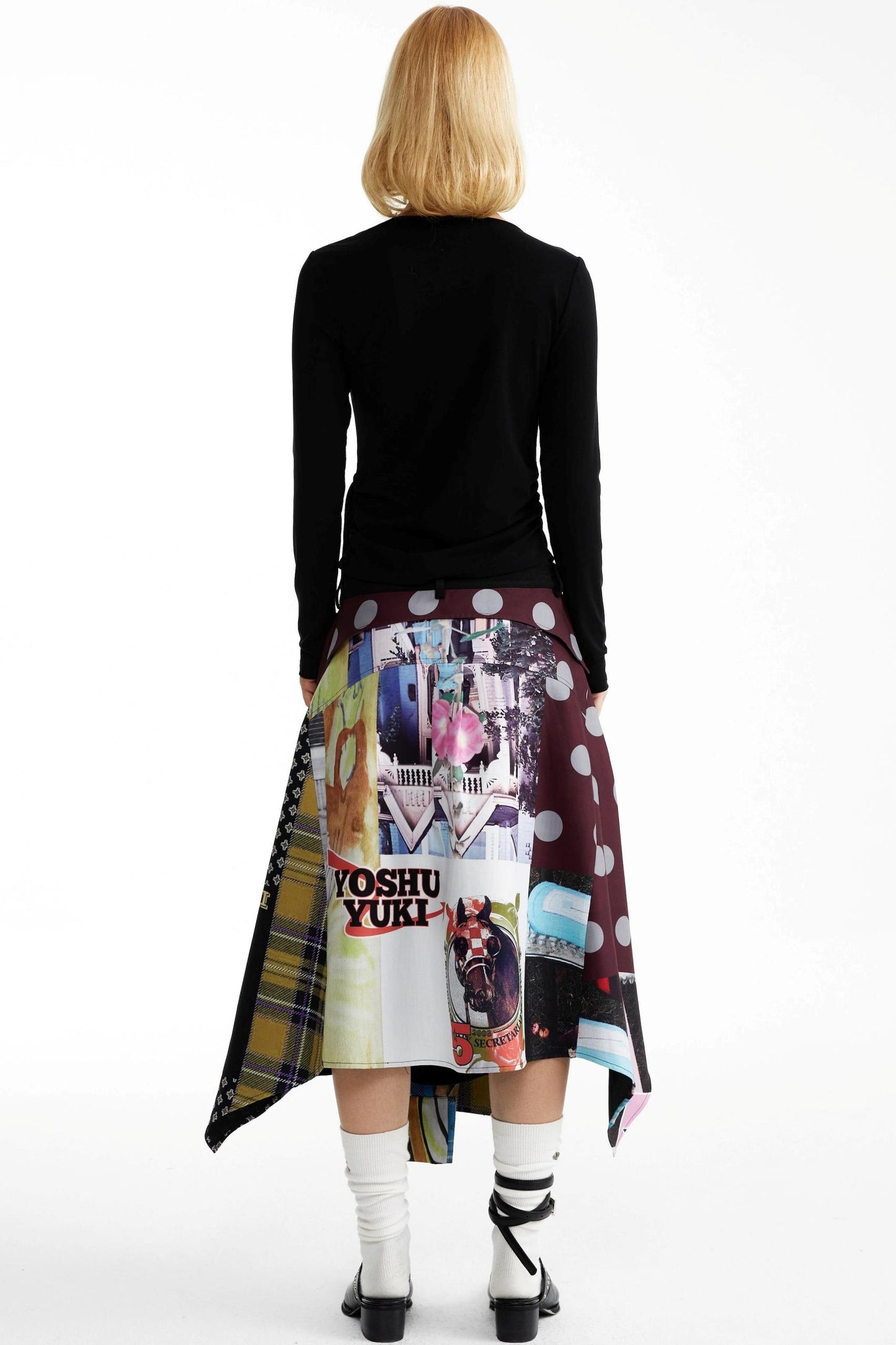 Street Print Deconstructed Stitched Skirt