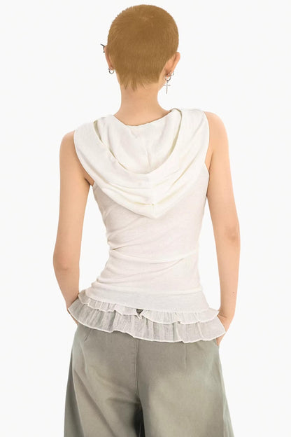 White Hooded Knit Vest