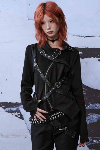 Metallic Turtleneck Knit Top