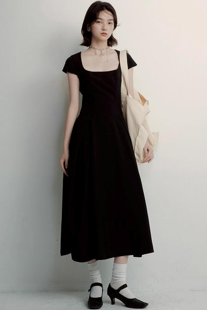 Cocoon Pleated Black Dress