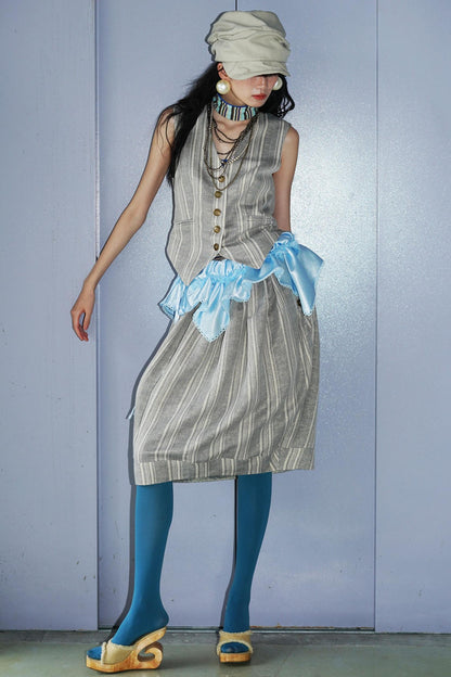 Shimmering Satin Short Skirt Curtain