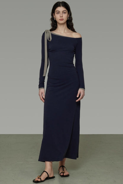 Niche Strapless Slant Knit Dress