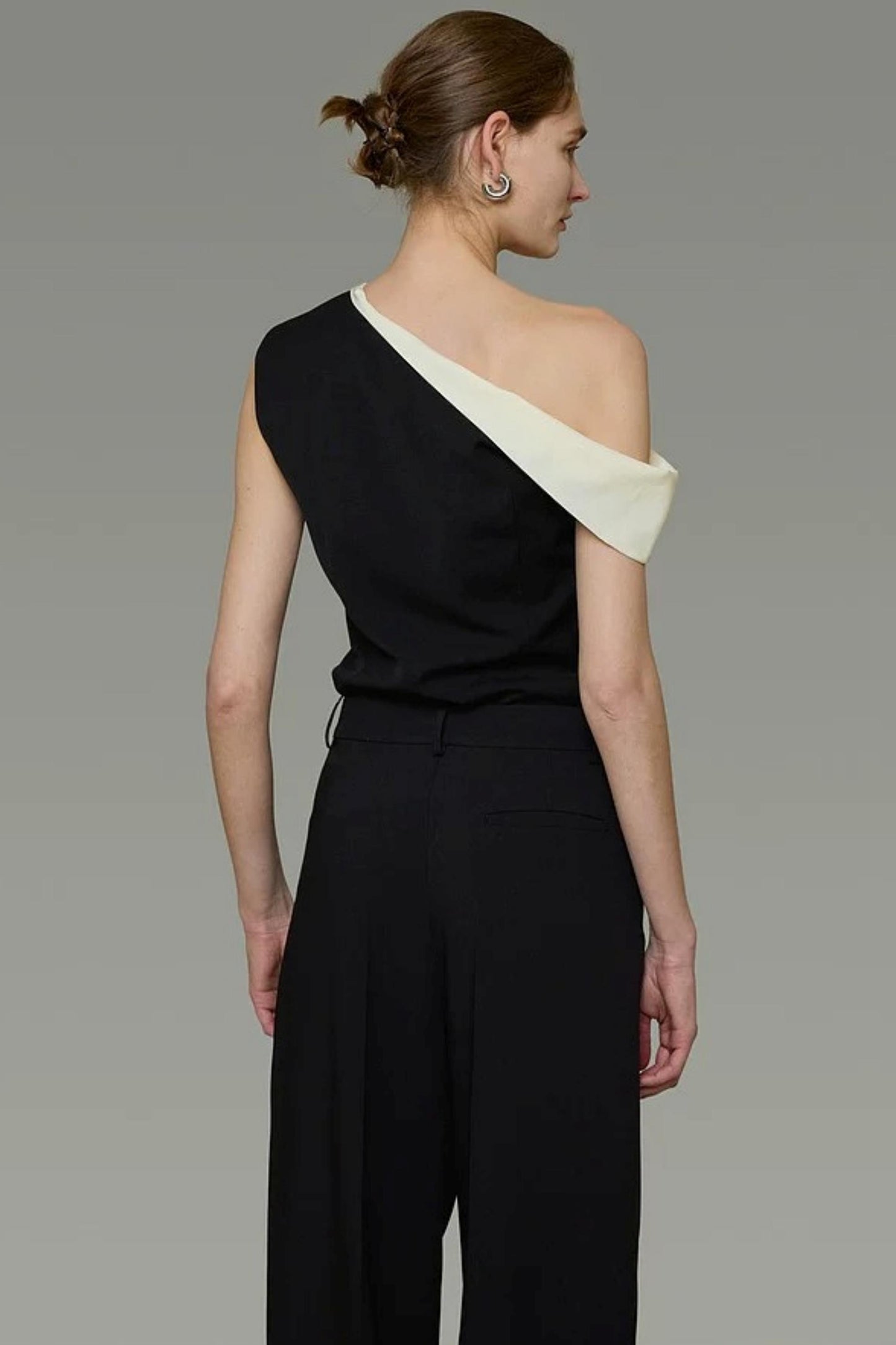 Black and White Slanted Top