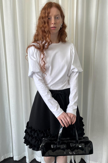 Puff Sleeve Crew Neck Long-Sleeved Top