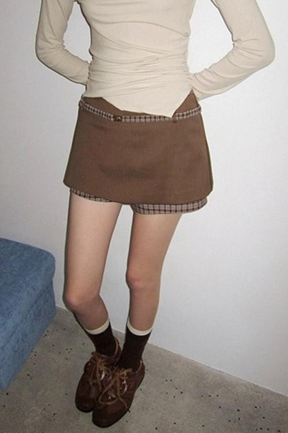 American Vintage Brown Paneled Skirt Pants