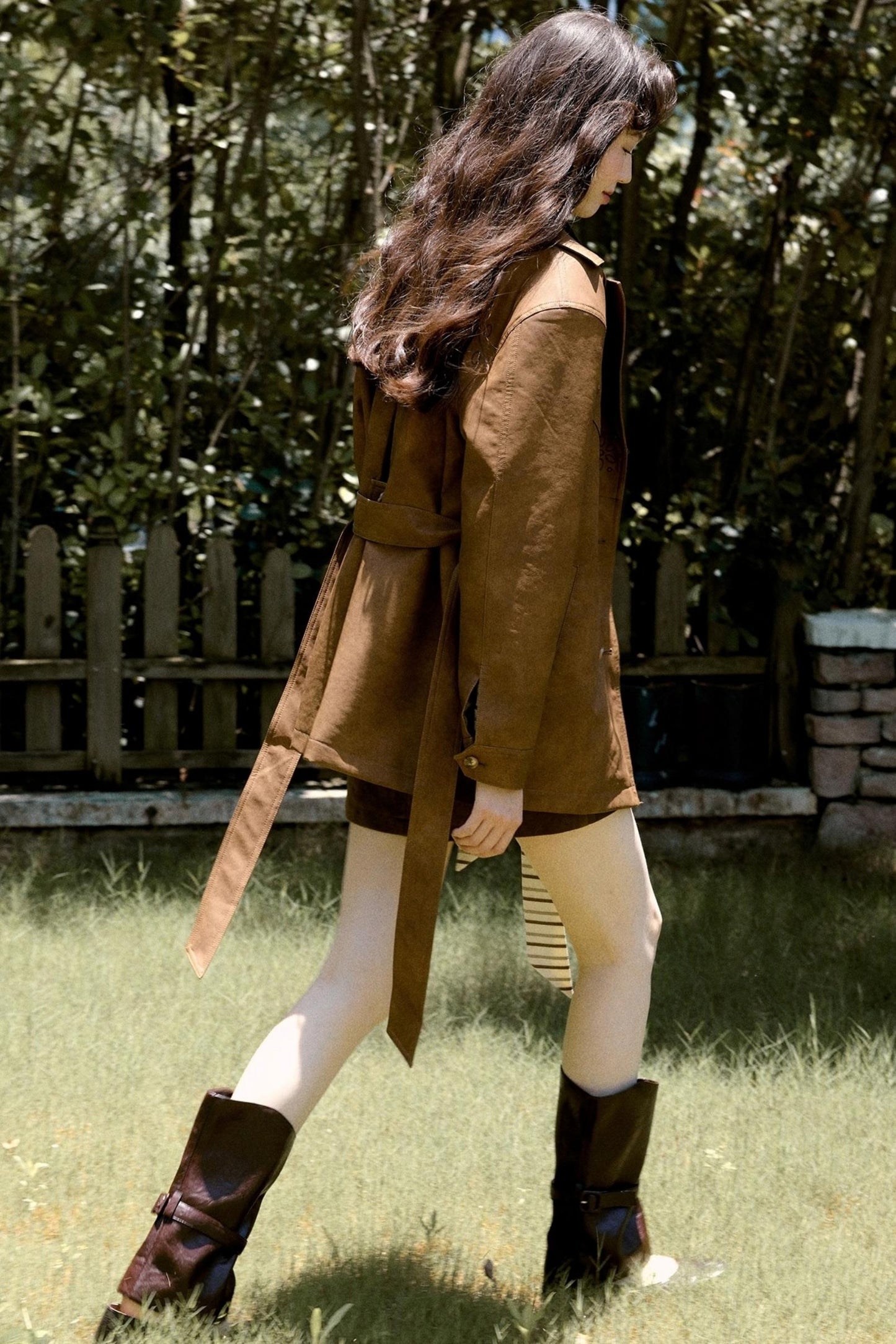 Vintage Blended Leather Carved Jacket