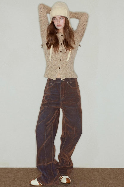 Flower Camel Knit Sweater