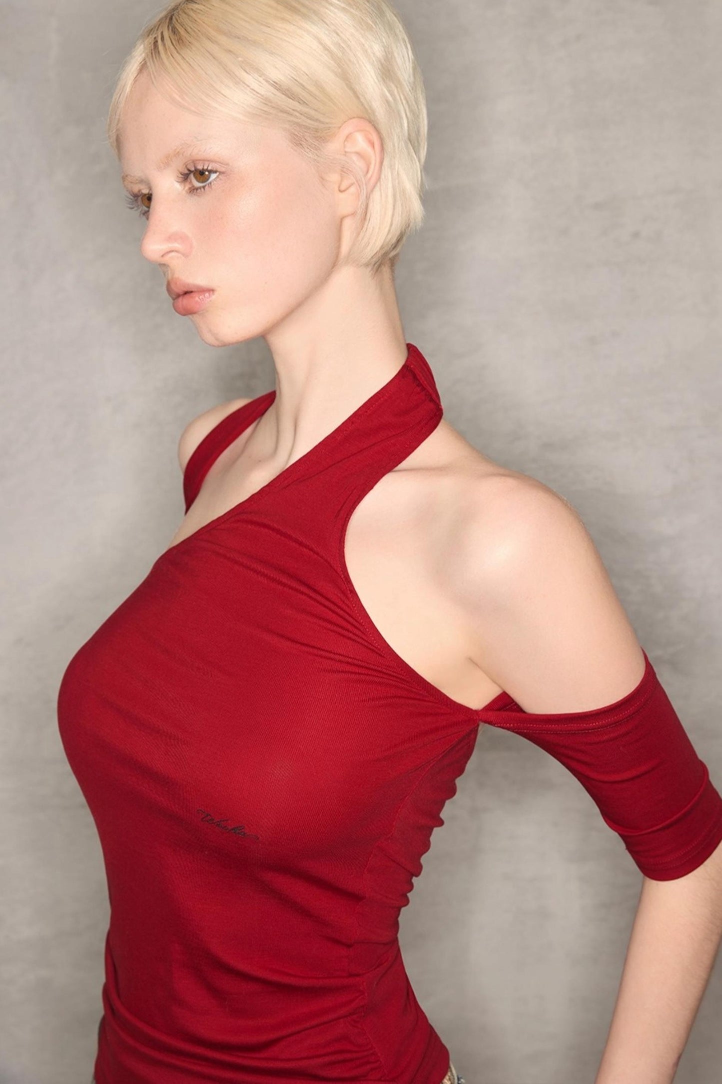 Twisted Halterneck Short Sleeve T-Shirt