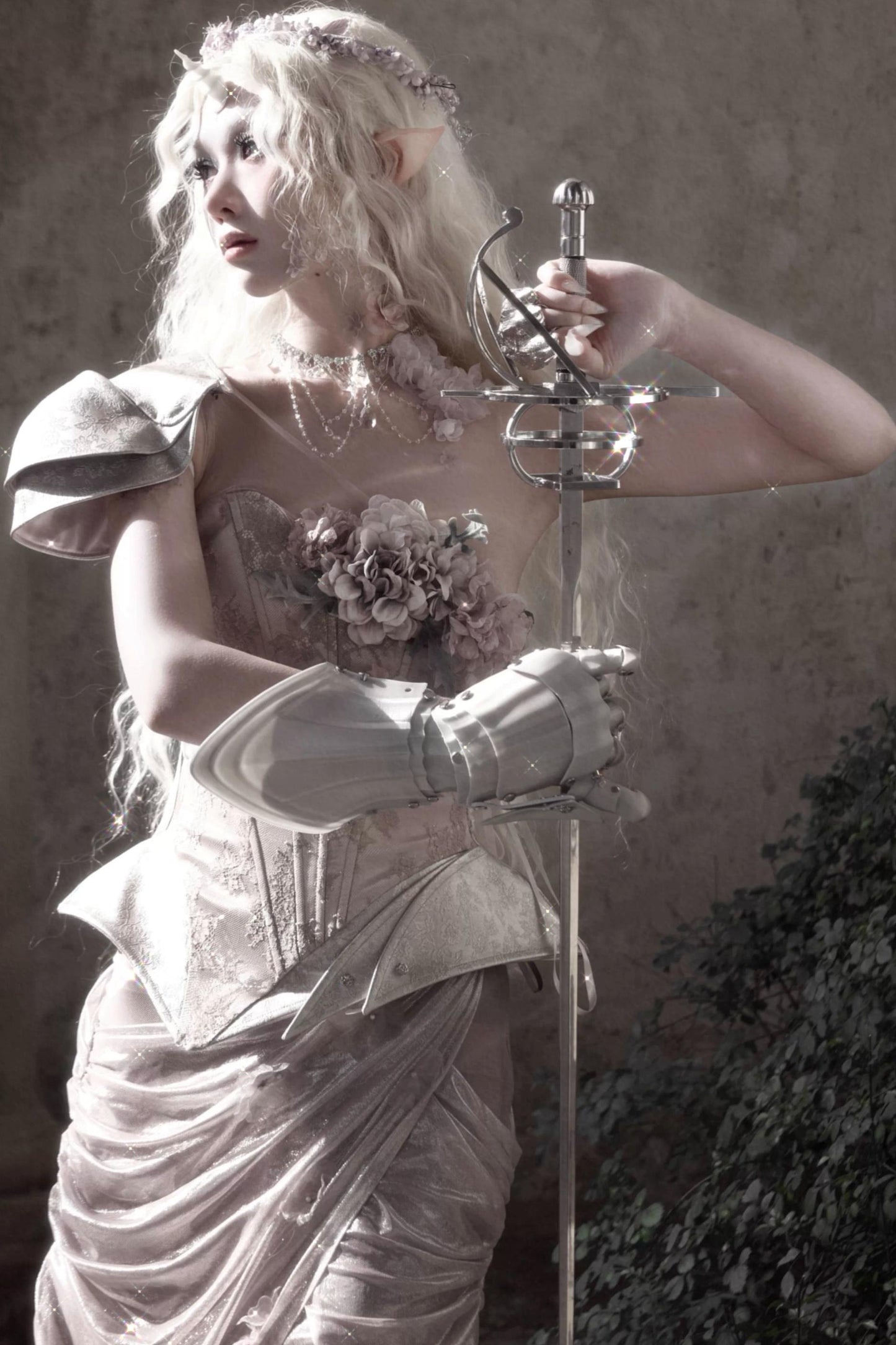 Moonlight Silver Asymmetrical Corset Set