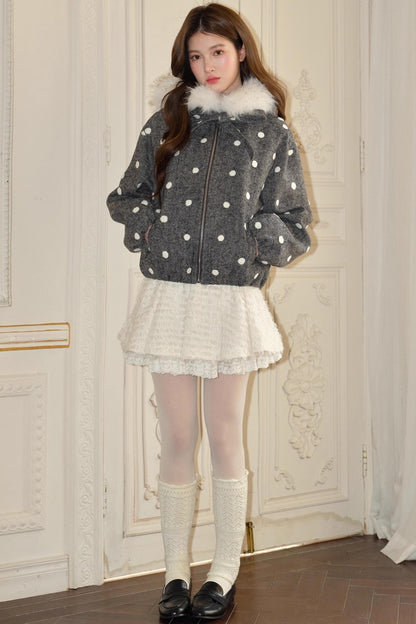 Gray Polka Dot Wool Jacket