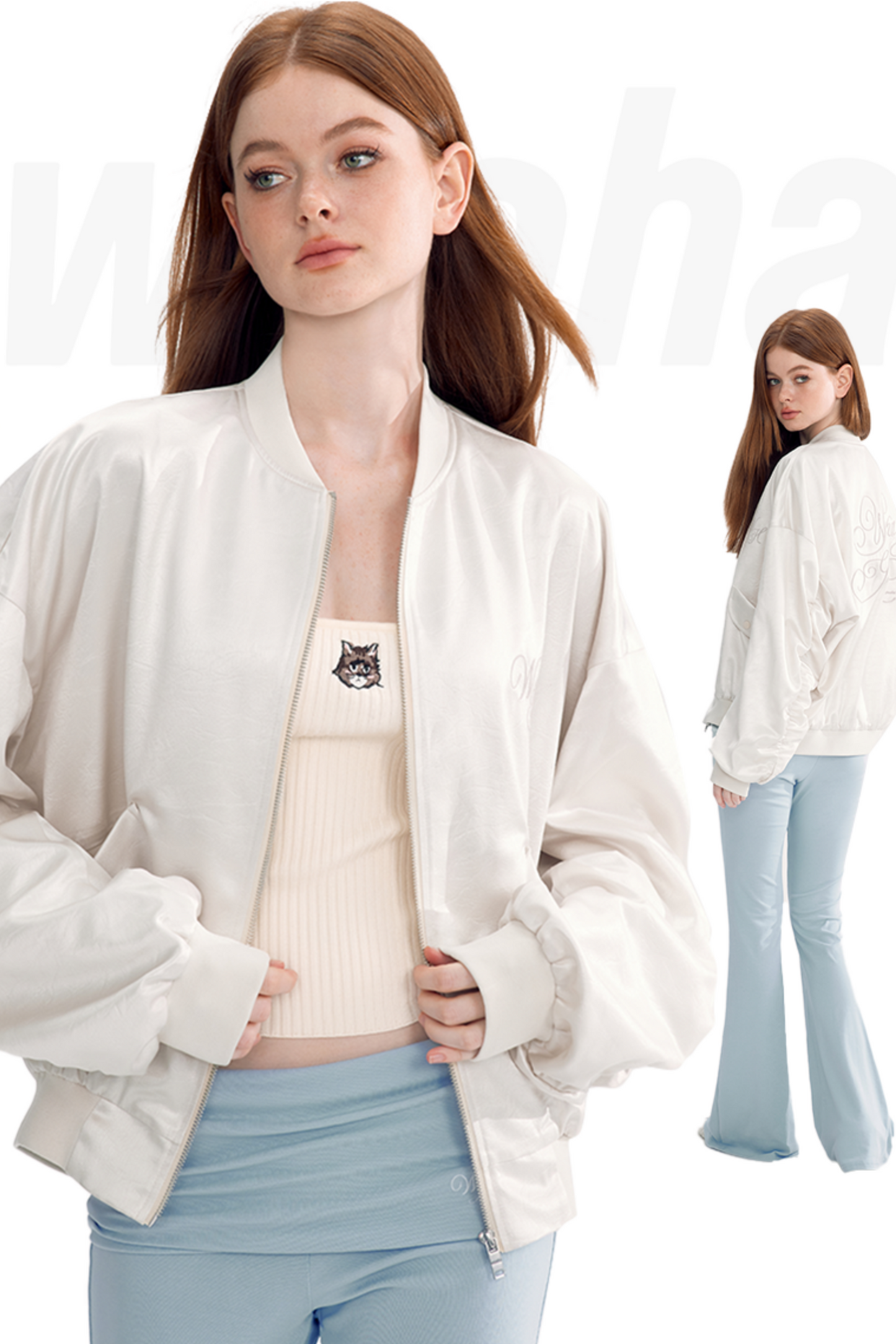 Loose Satin Baseball Style Jacket