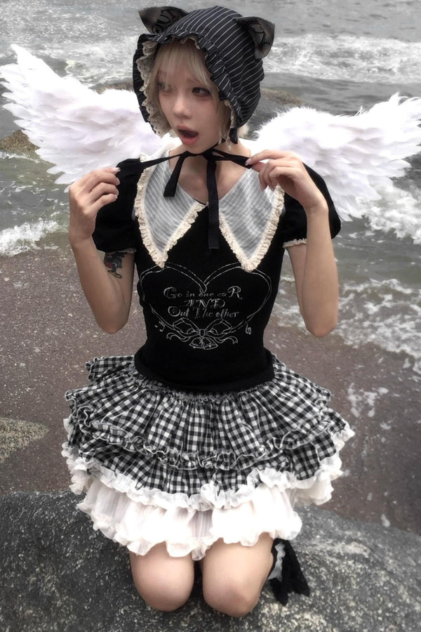 Black And White Plaid Suit Set-Up