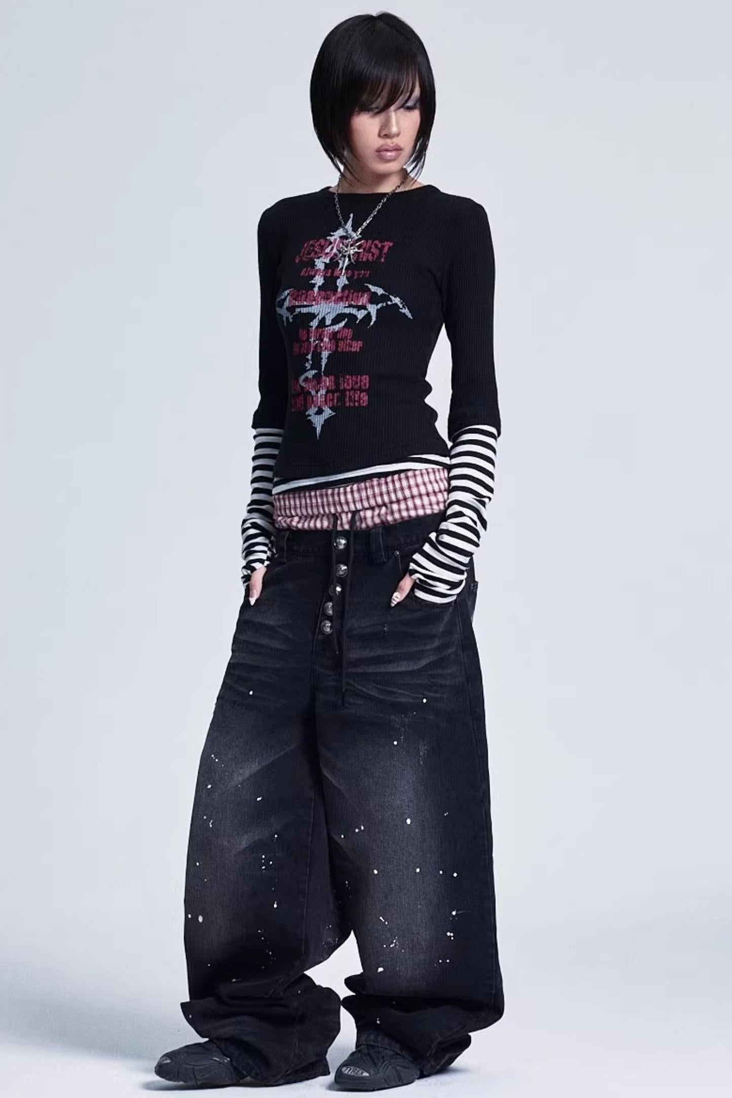 Striped Patchwork Base Layer Top