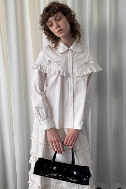 Navy Lace Doll Collar Shirt