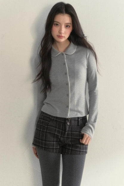 Pink and Gray Doll Collar Top