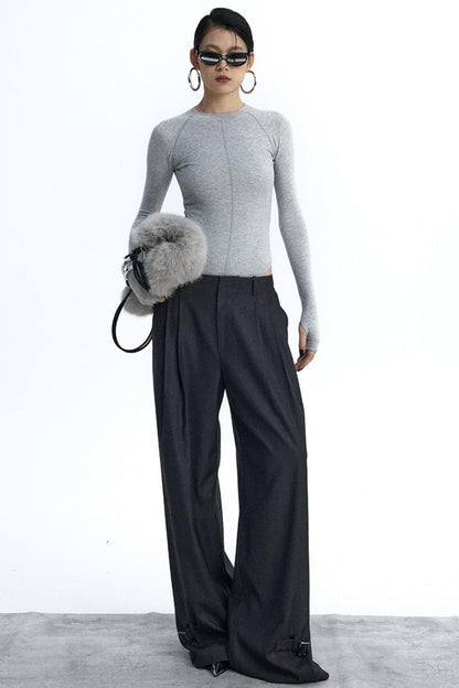 Gray and Black Knit Bodysuit