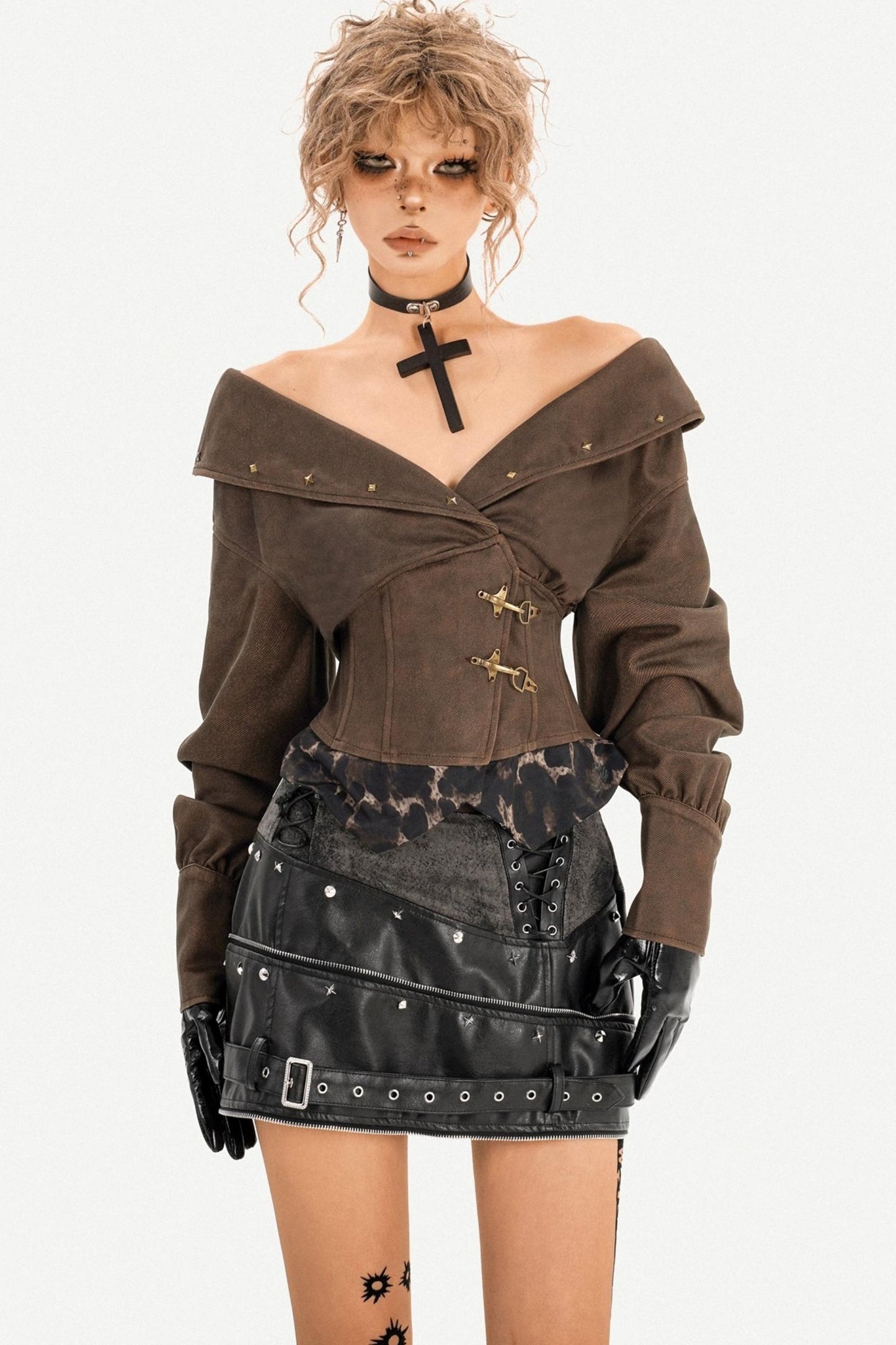 Retro Deep V-Neck Waist Top