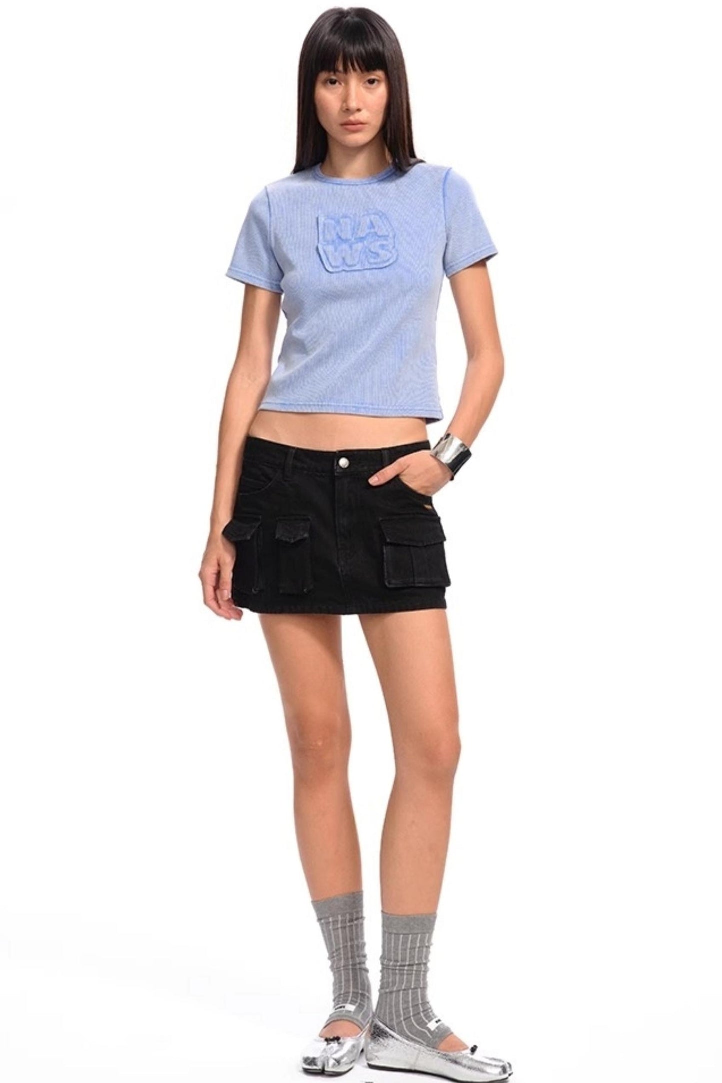 Low-Waist Denim Skirt