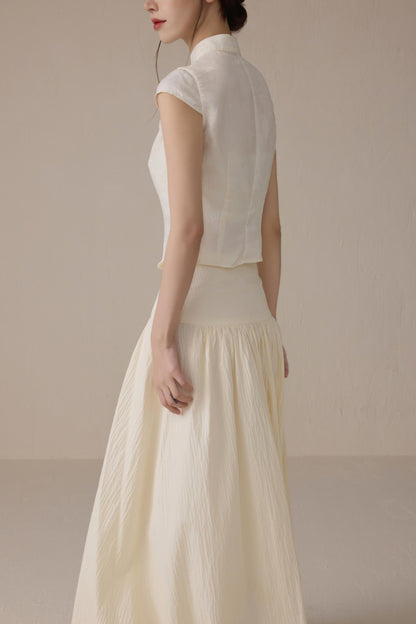 Beige Short Sleeve Top