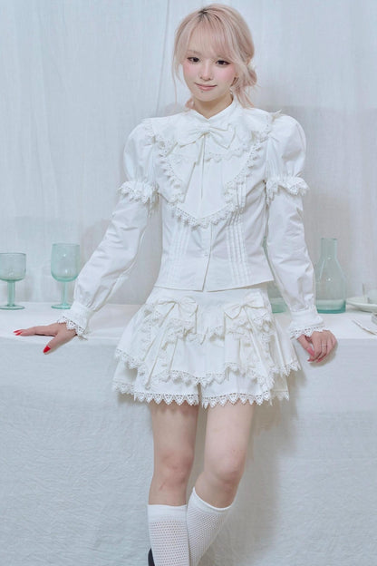 Lace Trim Bow Cake Skirt