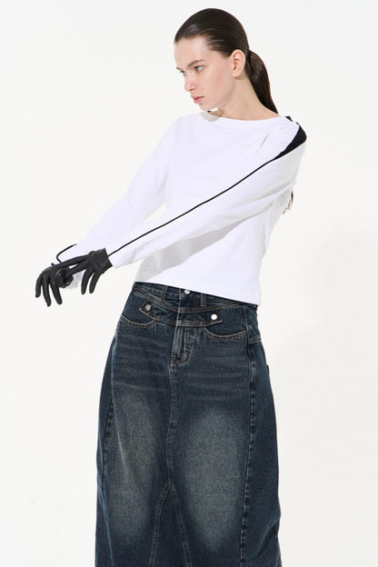 Striped Embroidered Crew Sweatshirt