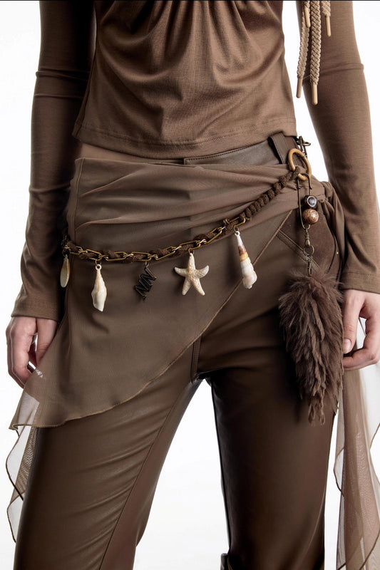 Plush Beaded Shell Waist Chain